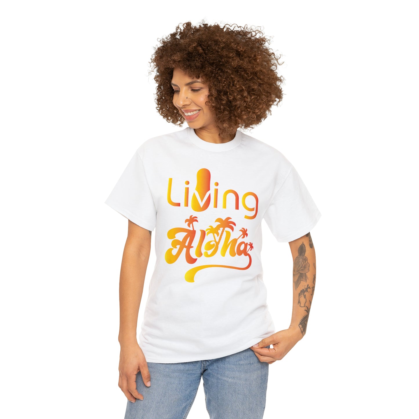 Living Aloha Cotton Tee with Flip Flop