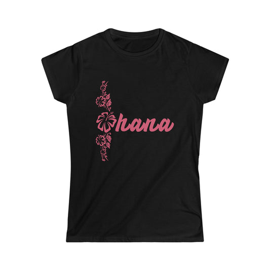 Hawaiian Flower Ohana (Family) Women's Softstyle Tee