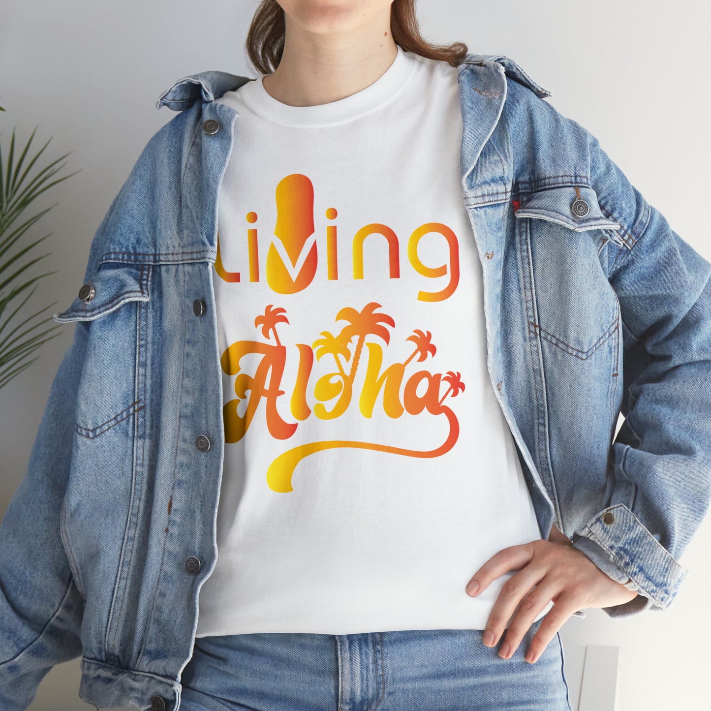 Living Aloha Cotton Tee with Flip Flop